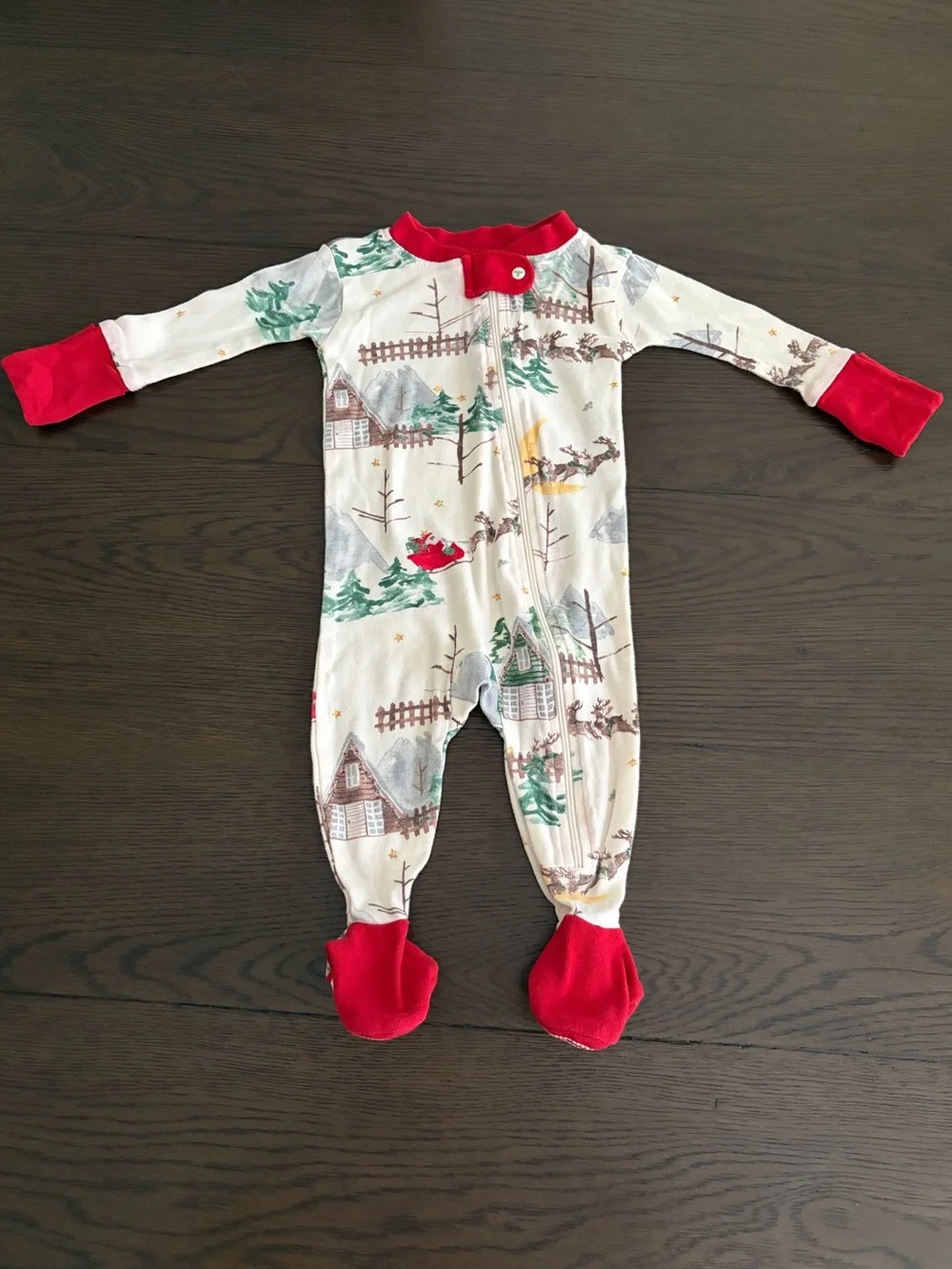 Santa’s Sleigh Zip Front Footed Sleeper (0-3M)